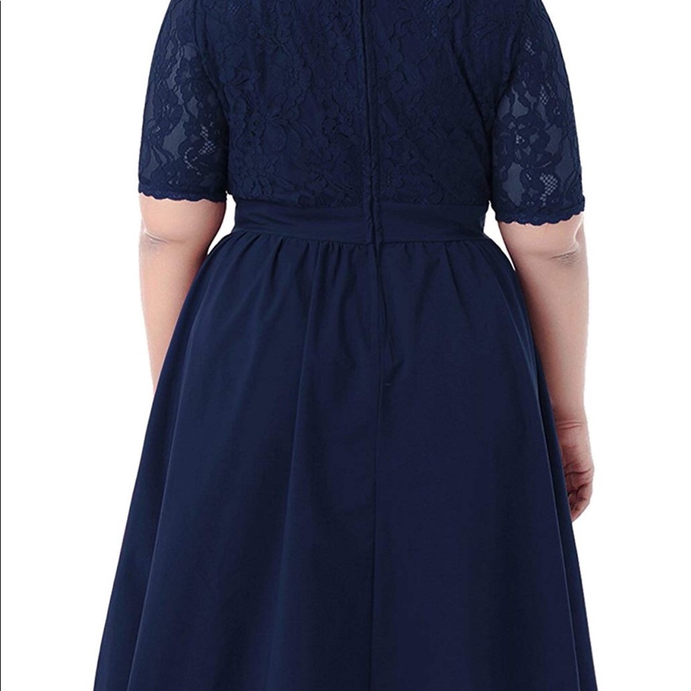 Lace top v neck, half sleeve dress